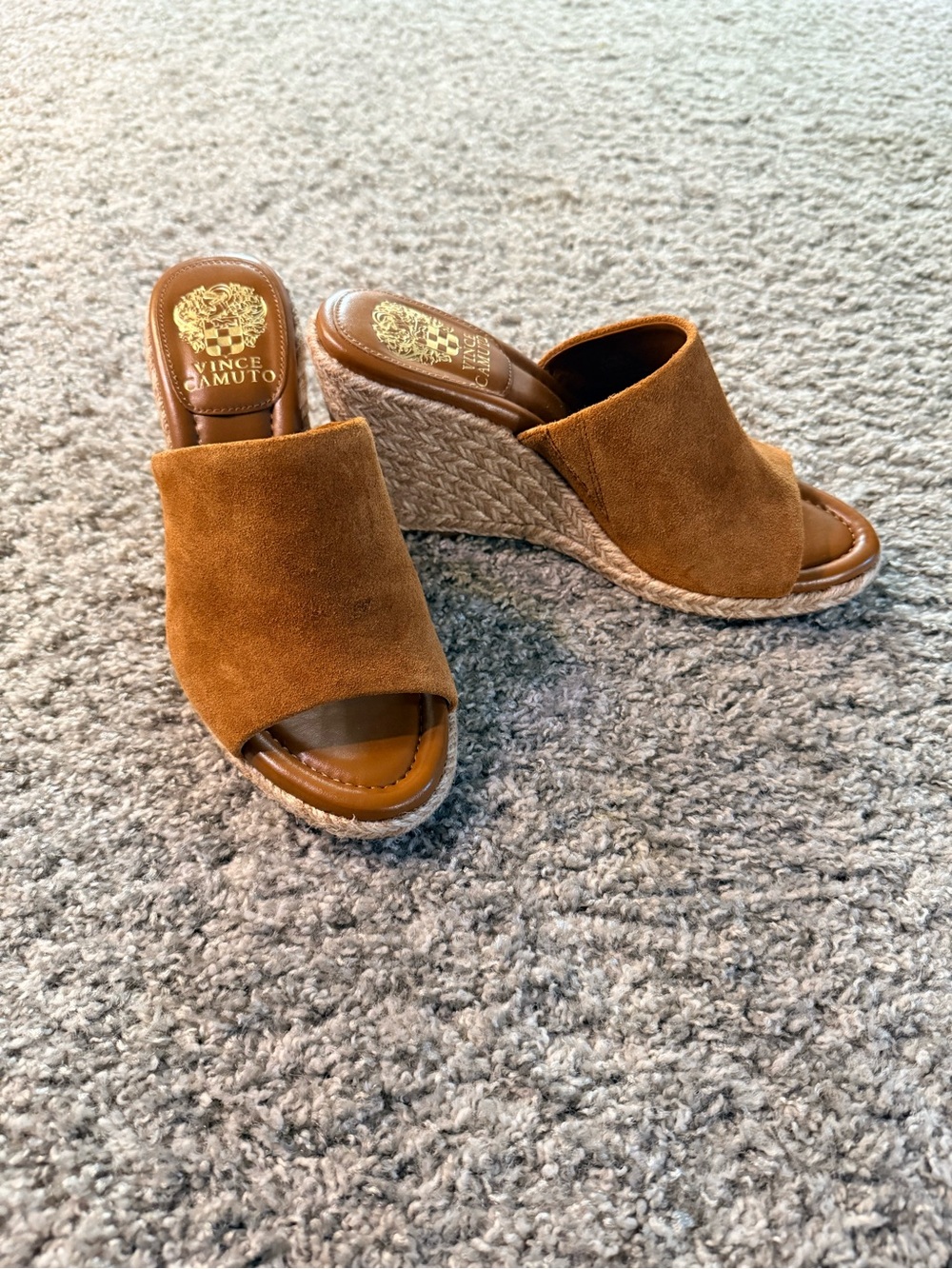 Vince Camuto Fayla Suede Espadrille Wedge Sandals Brown 8.5